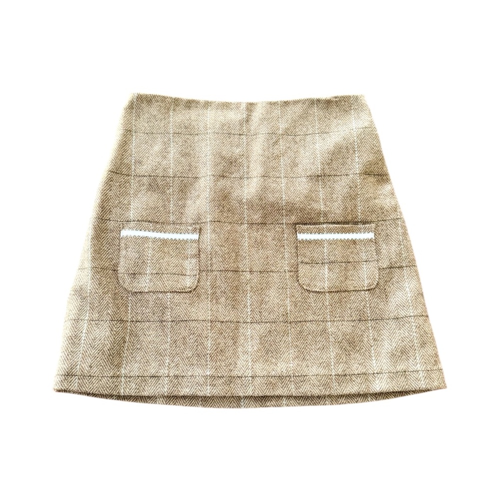 bella bliss Plaid Wool Skirt with Pockets